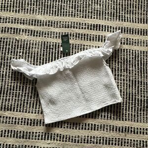 Wild Fable Size Large Off shoulder White Eyelit Blouse Cropped NWT